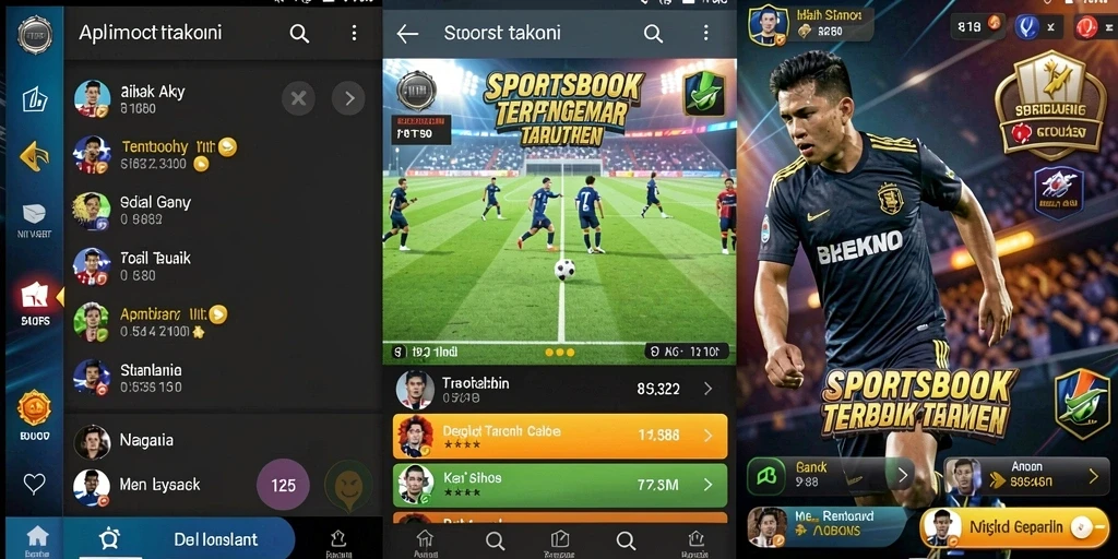 Tampilan gameplay aplikasi Sportsbook dengan berbagai pilihan taruhan.
