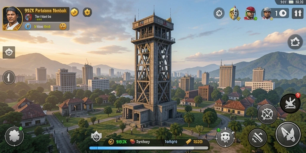 Screenshot gameplay 99ZK menampilkan aksi Tower Defense yang seru.