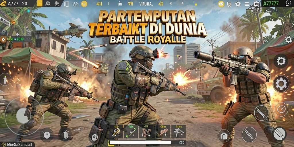 Tangkapan layar gameplay seru di A7777 yang menunjukkan pertempuran Battle Royale.