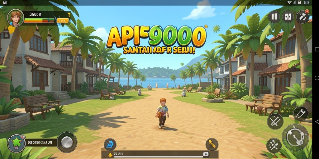Tampilan gameplay API5000 yang ceria dan penuh warna.