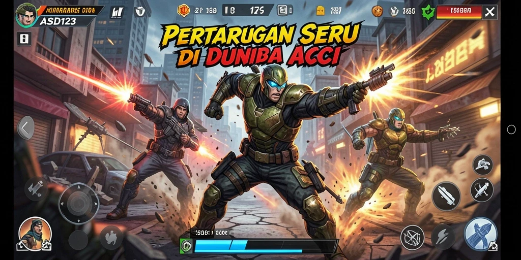 Screenshot menampilkan ketegangan gameplay Action di ASD123.