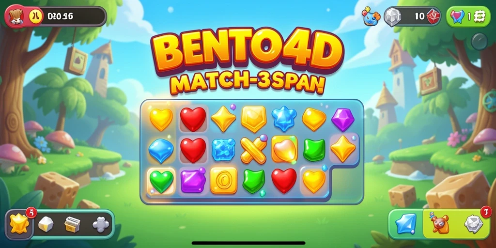 Tampilan gameplay BENTO4D yang seru dan menantang dalam genre Match-3.