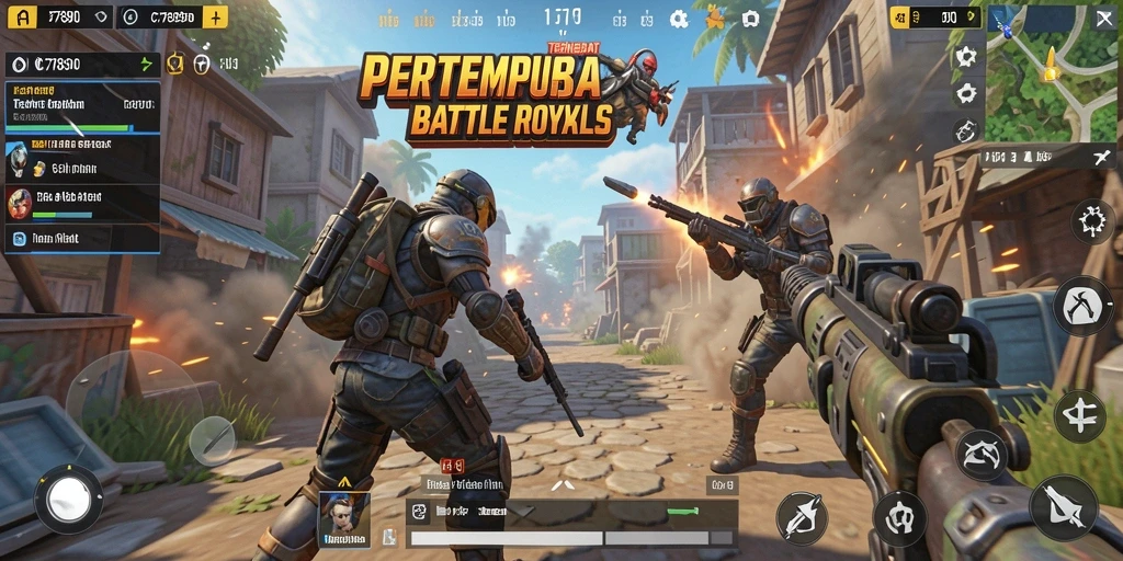 Screenshot C7890 menampilkan adegan pertempuran intens di arena Battle Royale.