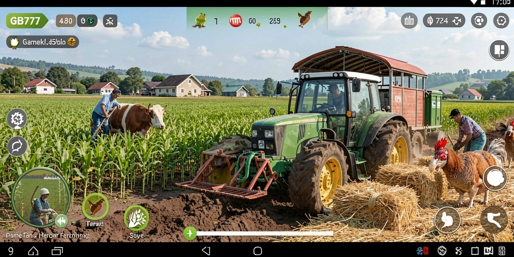 Screenshot gameplay GB777 menampilkan aktivitas pertanian yang seru.