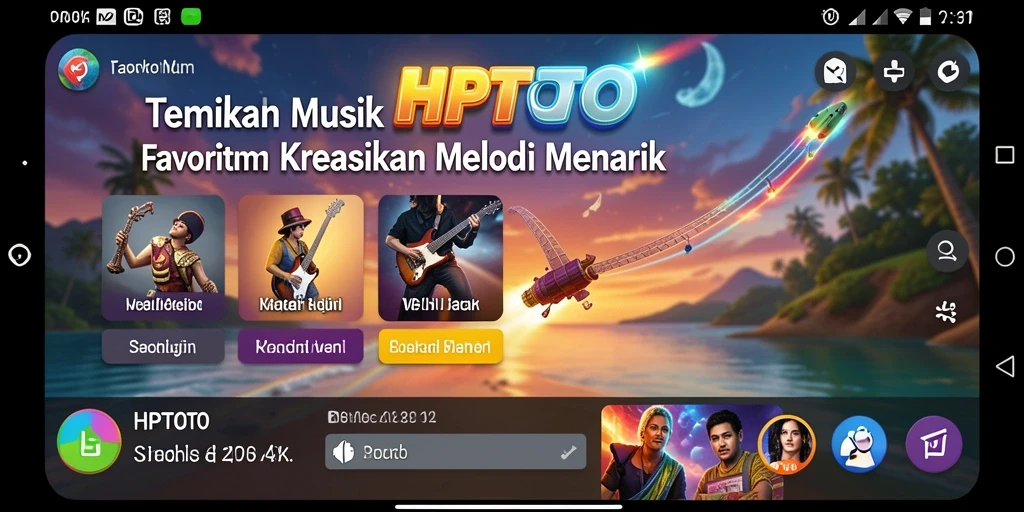 Tampilan gameplay HPTOTO yang menampilkan berbagai fitur musik interaktif.