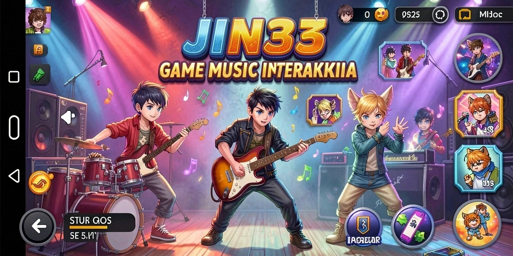 Screenshot gameplay JIN33 menunjukkan pemain menikmati musik interaktif.