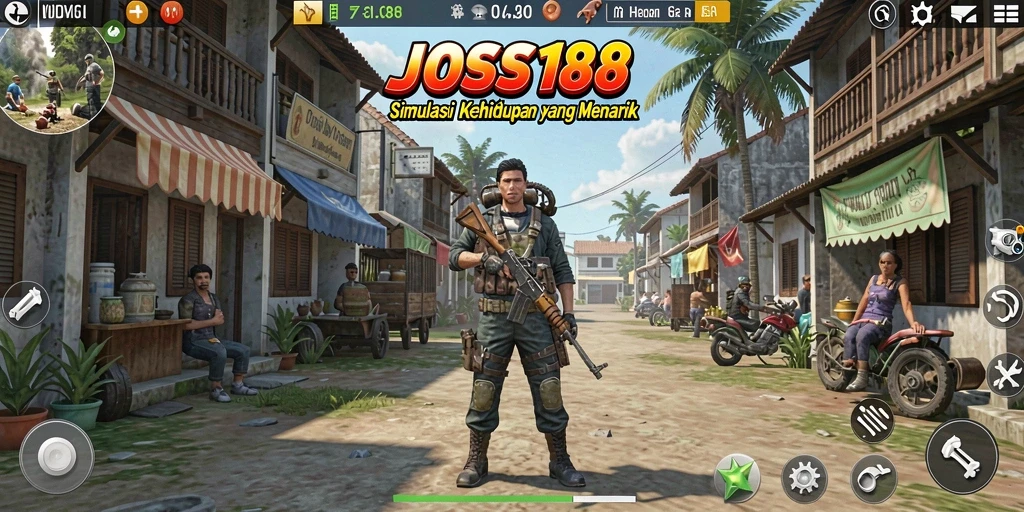 Tampilan gameplay dari JOSS188 yang menunjukkan interaksi karakter.