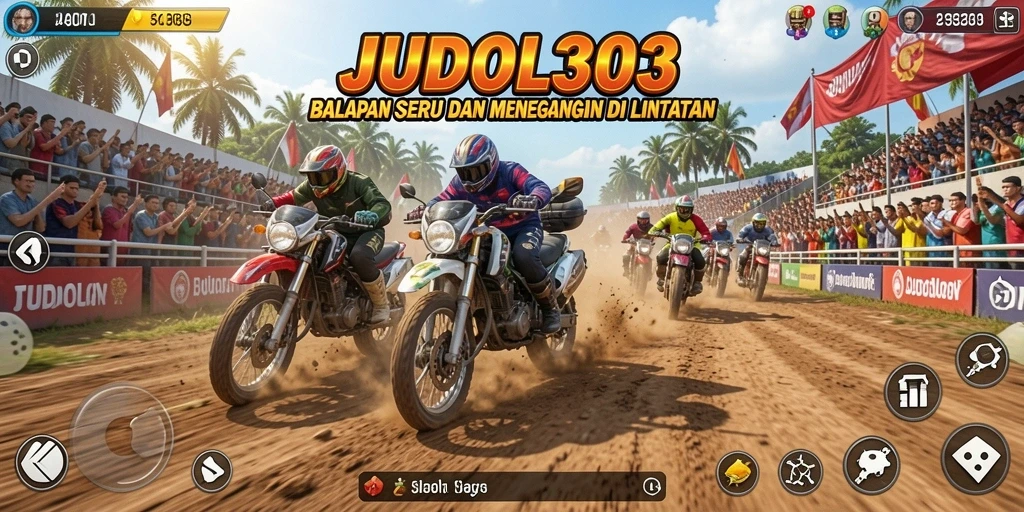 Screenshot gameplay <strong>JUDOL303</strong> dalam balapan yang seru dan mendebarkan.