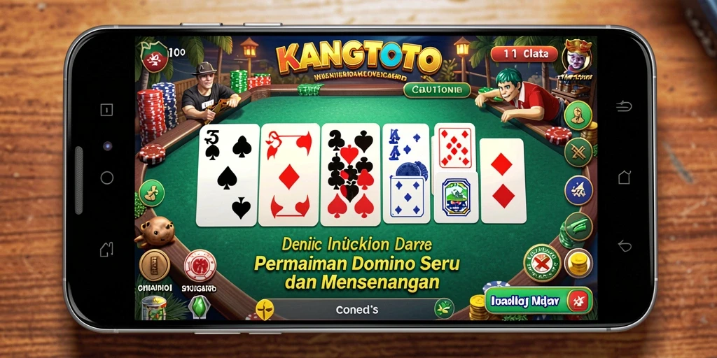 Screenshot KANGTOTO menunjukkan gameplay Domino yang seru dan interaktif.