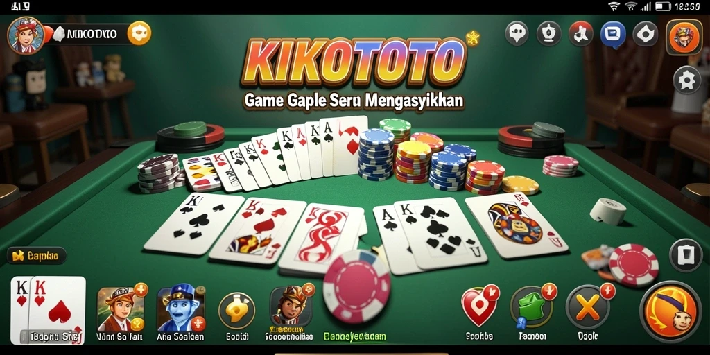 Tampilan gameplay KIKOTOTO dengan suasana permainan Gaple yang seru.