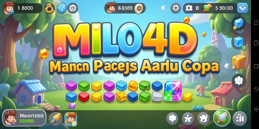 Tampilan menarik gameplay Match-3 MILO4D yang penuh warna.