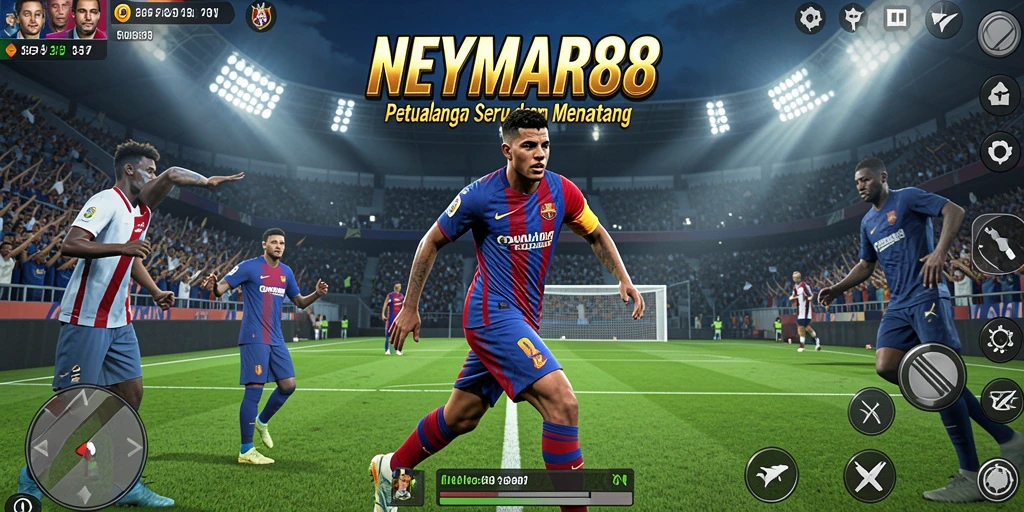 Tangkapan layar menunjukkan pemandangan indah dalam gameplay NEYMAR88.