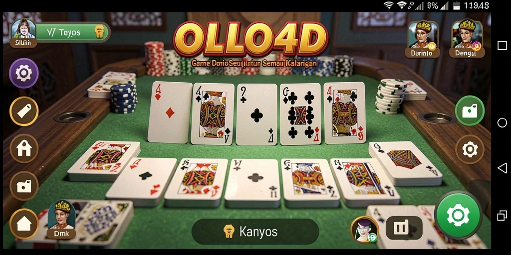 Tangkapan layar gameplay OLLO4D menampilkan keseruan permainan domino.