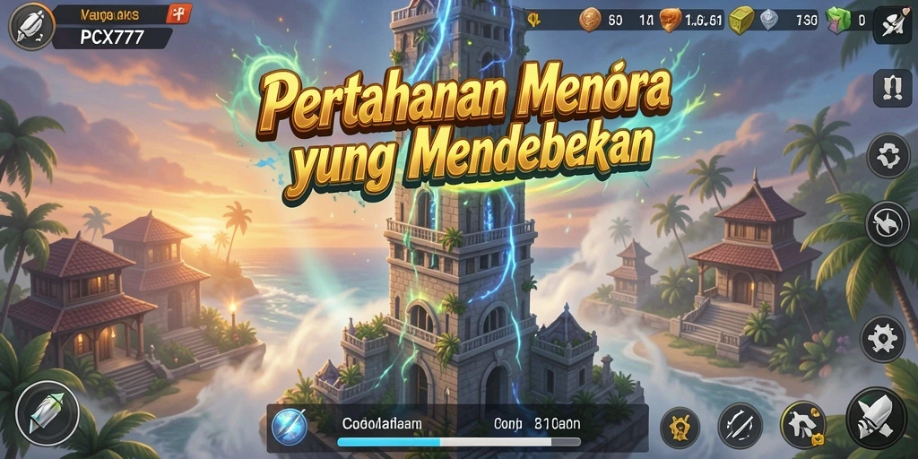 Tampilan gameplay seru di PCX777 dengan strategi Tower Defense yang menegangkan.