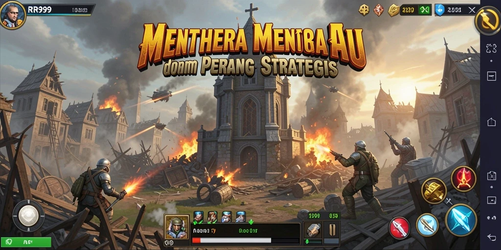 Screenshot gameplay RR999 menampilkan aksi pertahanan menara yang seru.