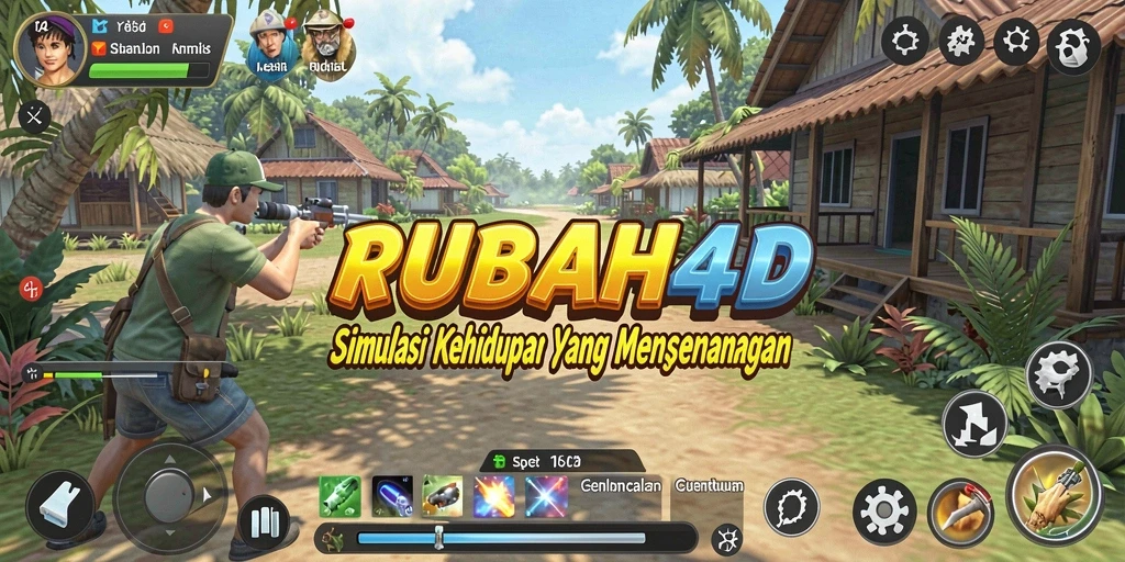 Screenshot utama RUBAH4D menampilkan karakter dalam dunia simulasi yang vibrant.
