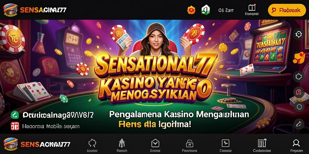 Screenshot gameplay SENSATIONAL77 menampilkan suasana kasino yang mendebarkan.