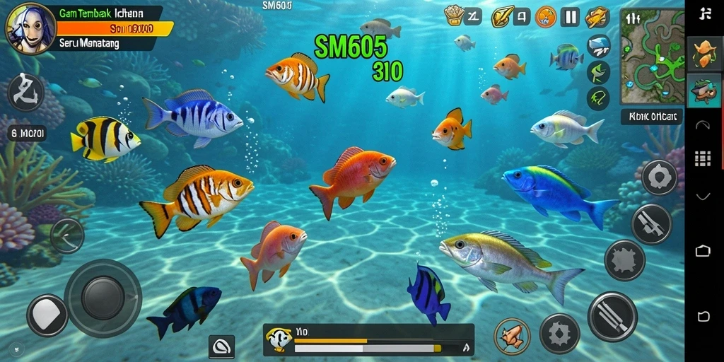 Tampilan gameplay seru di game Tembak Ikan SM605.