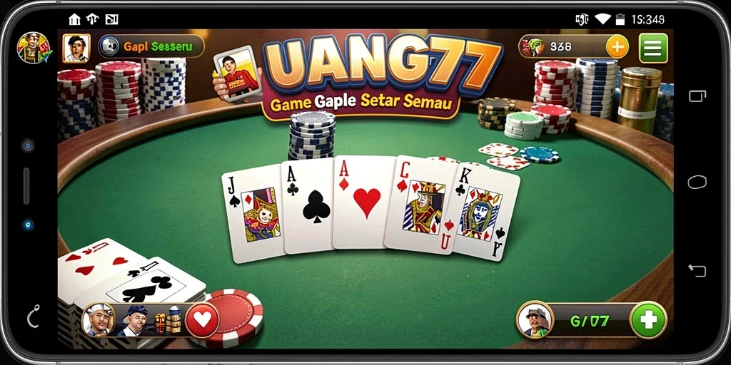 Gameplay seru Gaple di UANG77 dengan teman-teman.