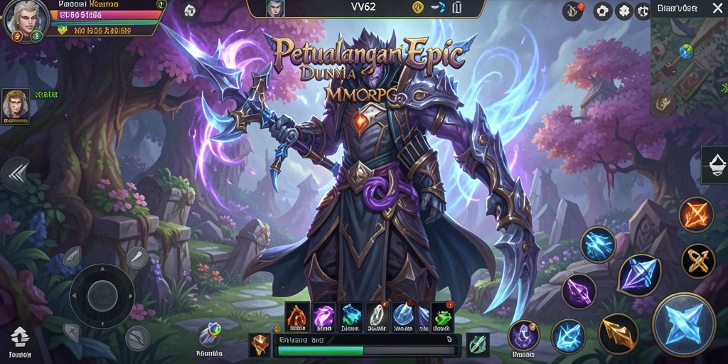 Screenshot gameplay VV62 menampilkan pertempuran seru di dunia MMORPG.